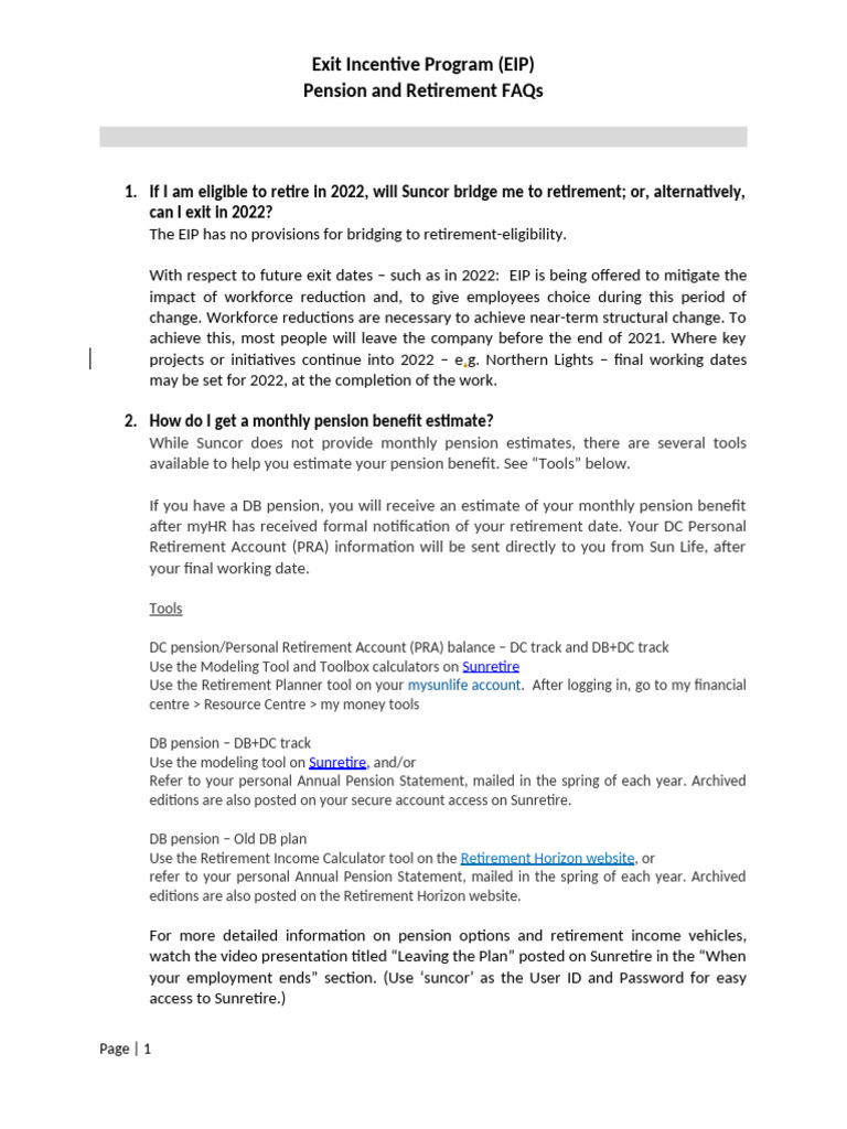 Pension%20and%20Retirement%20FAQs | PDF | Pension | Retirement