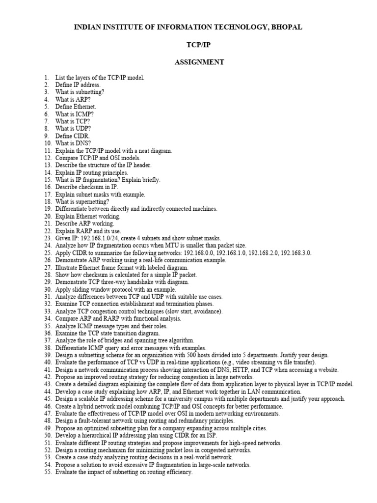 Assignment TCPIP 2026 | PDF | Transmission Control Protocol | Internet ...