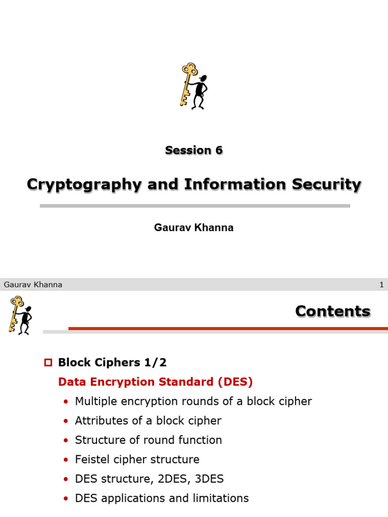 Session 6 Block Ciphers-1 | PDF | Encryption | Cipher