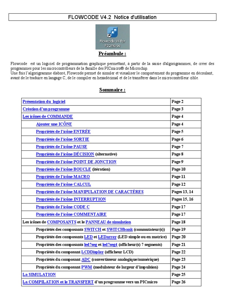 Notice Flowcode v4-2 | PDF | C (Langage de programmation) | Structure ...