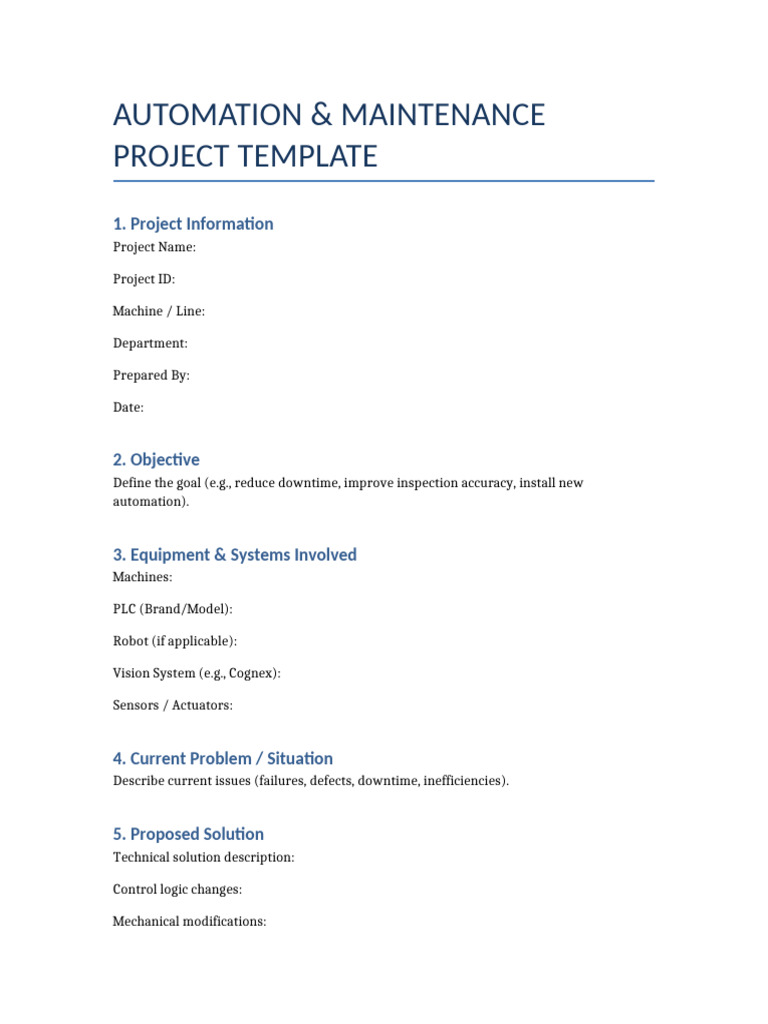 Automation Maintenance Project Template | PDF