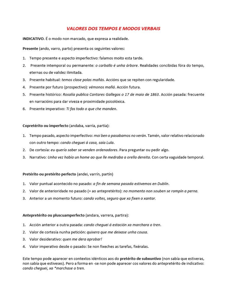 2. Valores Dos Tempos Verbais (1) | PDF