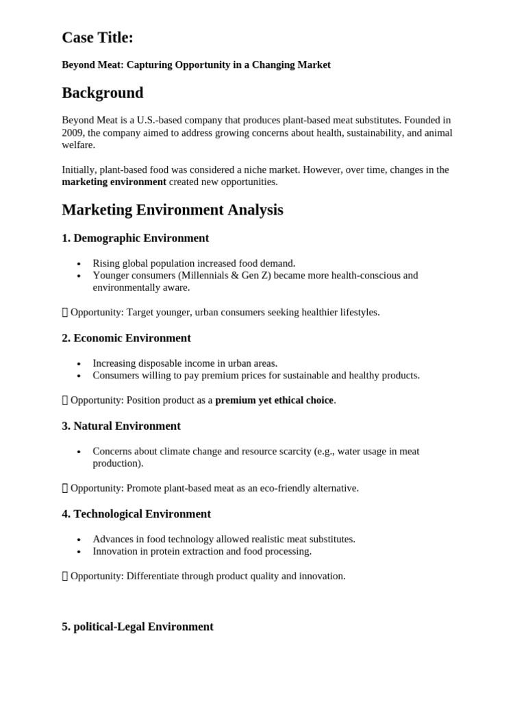 Case Chapter 3 Marketing Mgt | PDF | Meat | Sustainability