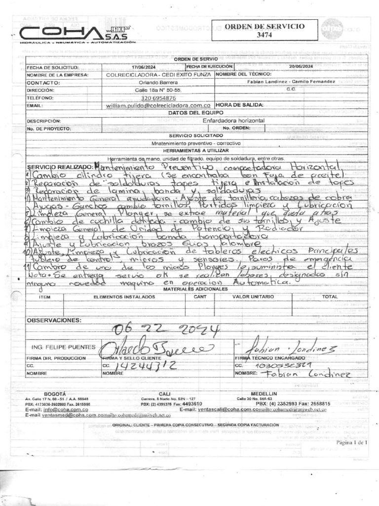 Documentos de Mantenimiento Coha | PDF