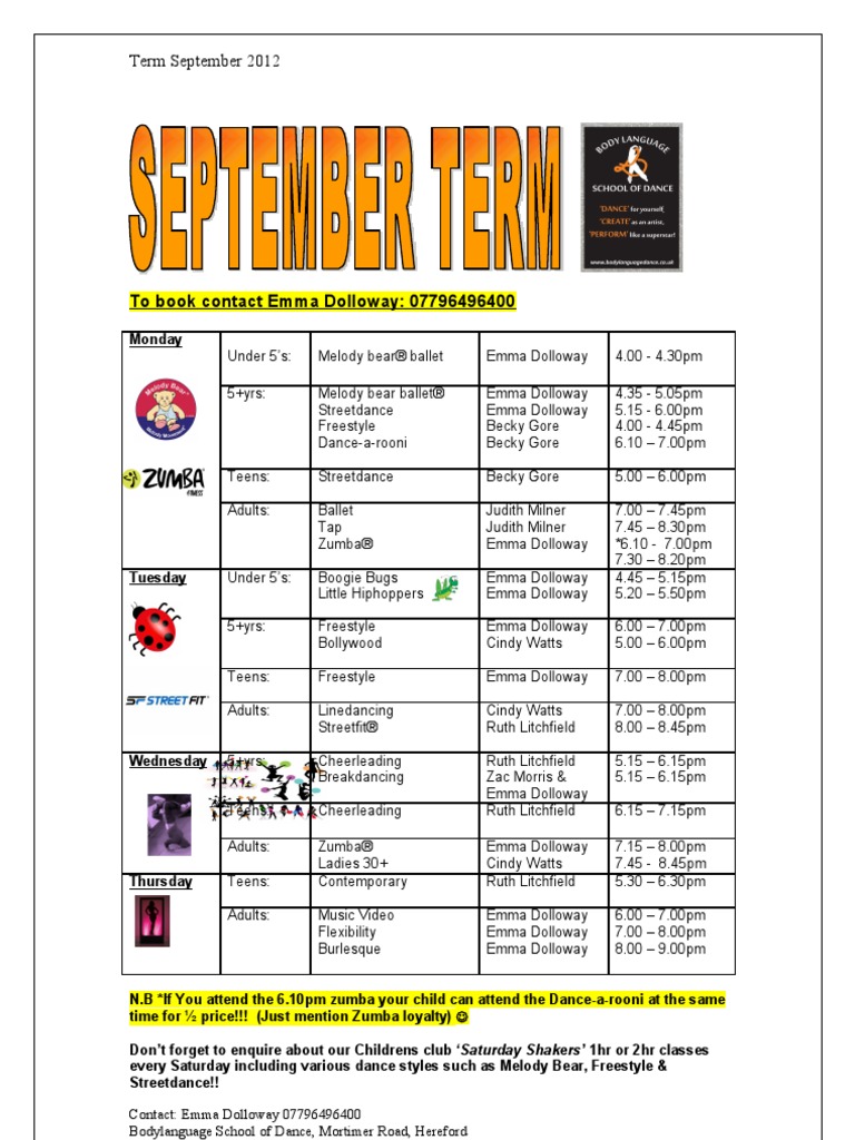 September Class Timetable | PDF