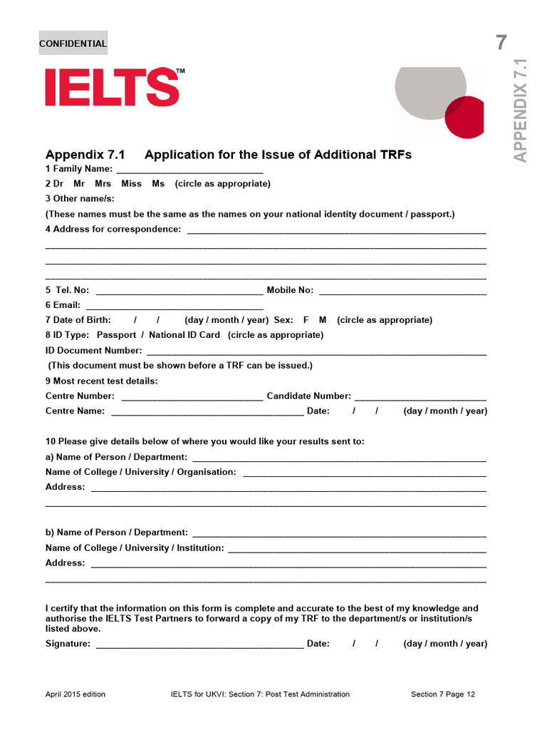 Application for the Issue of Additional Trfs | PDF | Identity Document ...