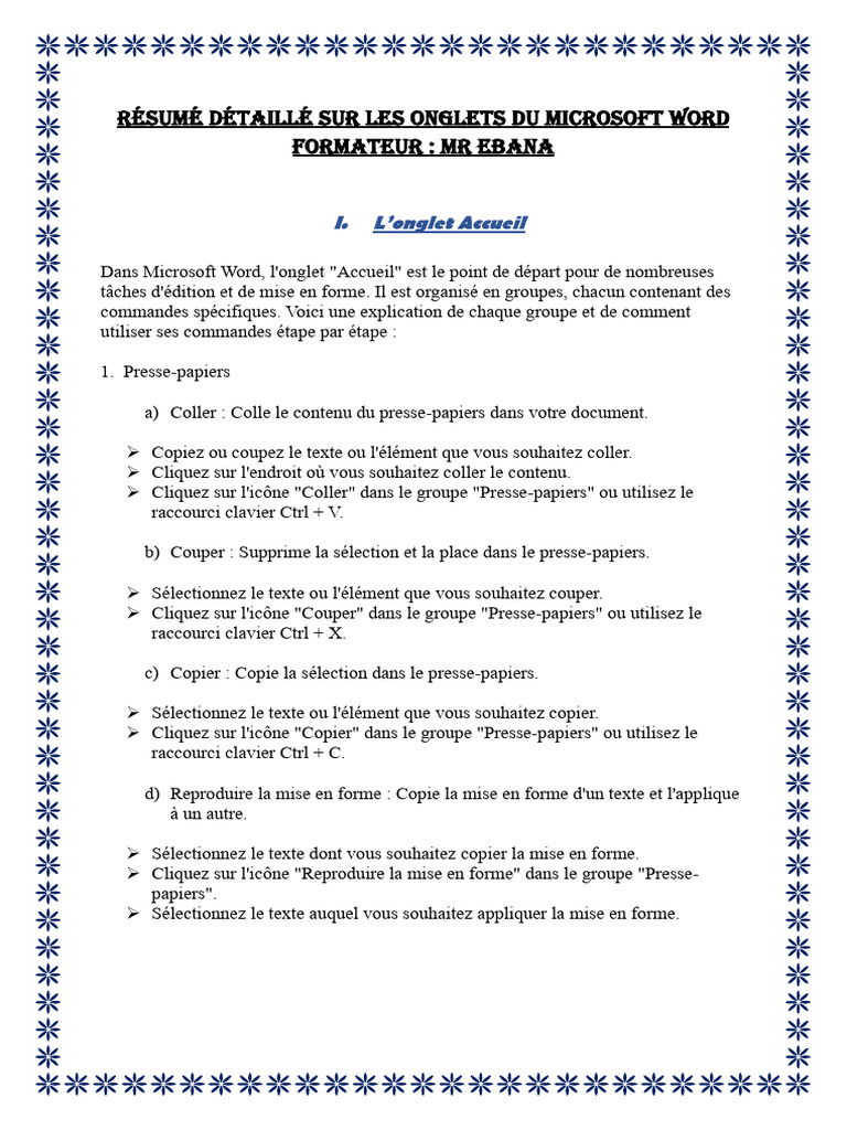 Les Onglets de Word (Support) | PDF | Microsoft Word | Mise en page