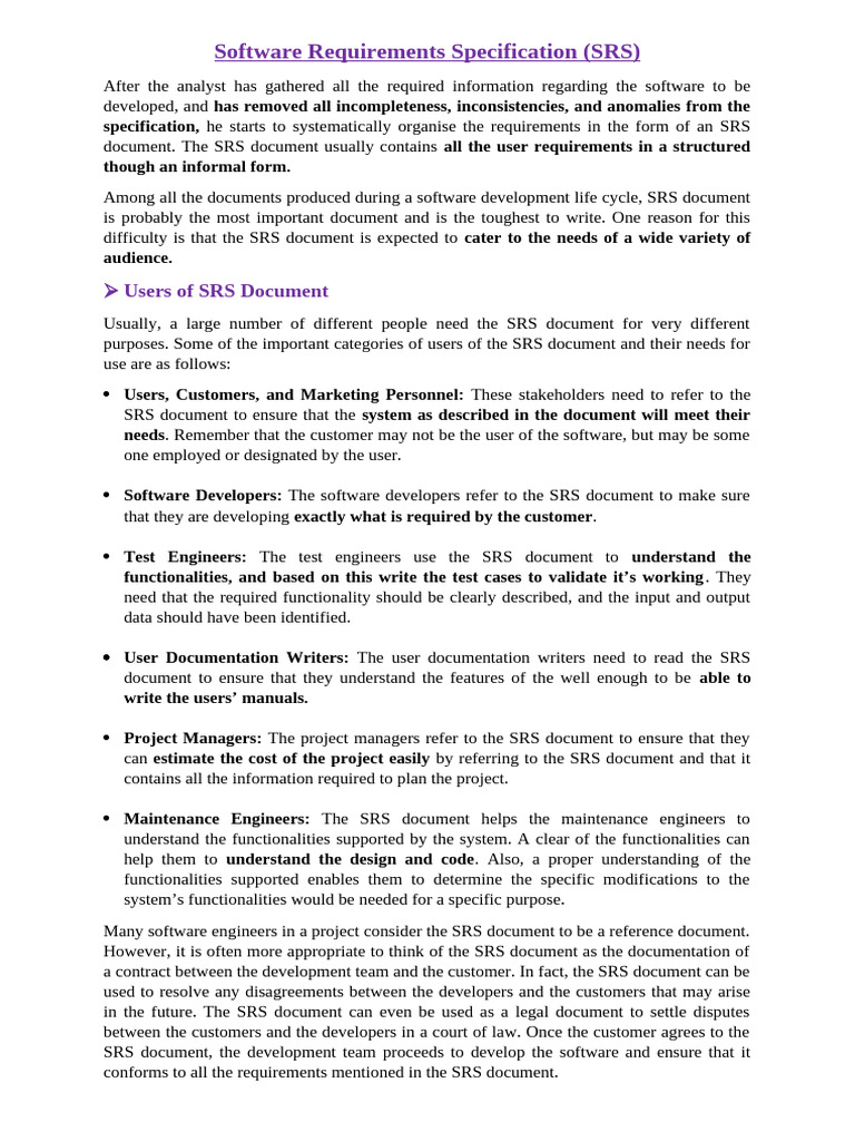 2. Software Requirements Specification- Good and Bad Attributes | PDF ...