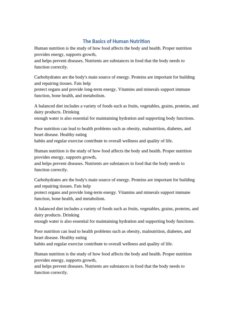 The Basics of Human Nutrition | PDF | Nutrition | Diet & Nutrition