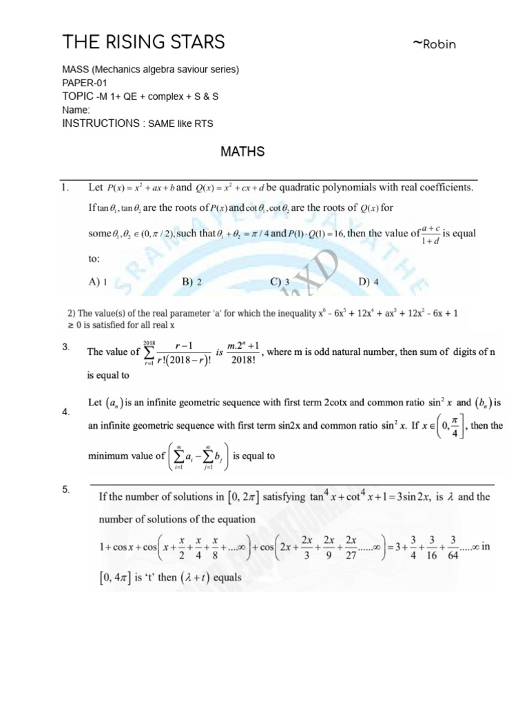 MASS (Mechanics Algebra Saviour Series) | PDF | Friction | Mechanics