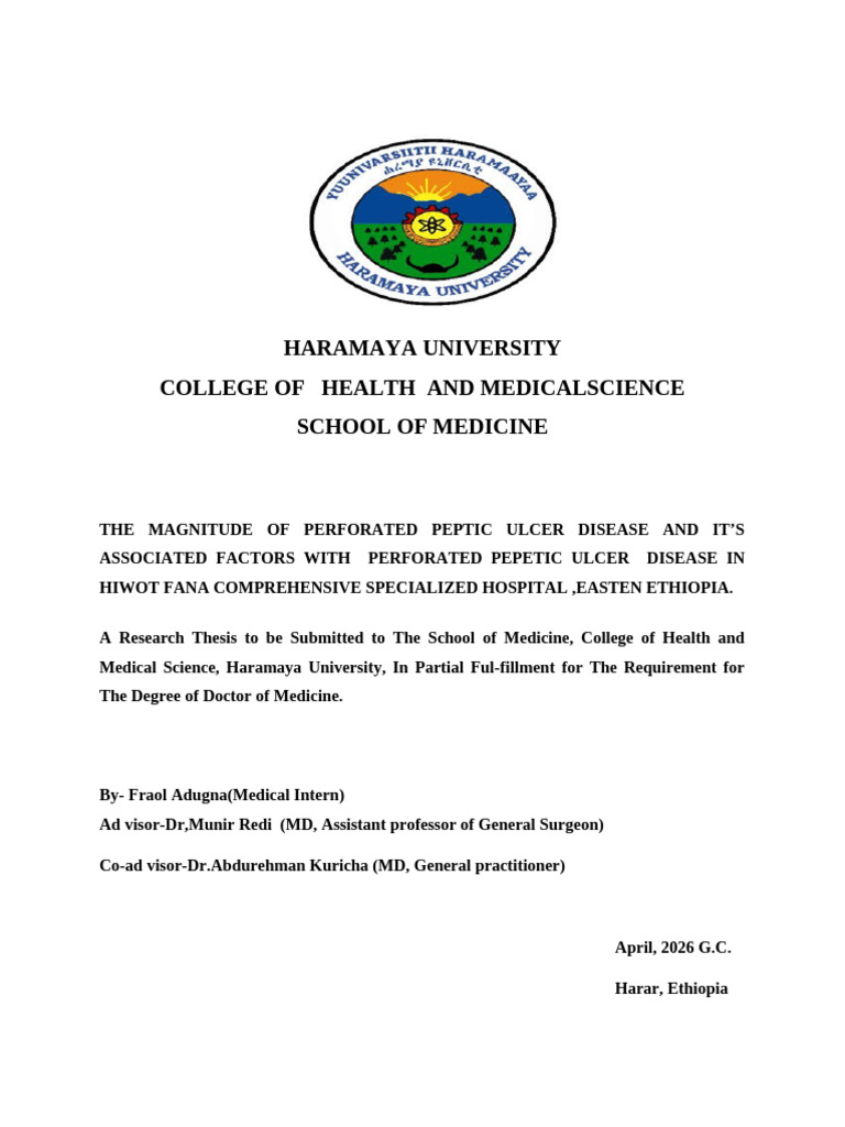 Haramaya University Fraol - Copy | PDF | Digestive Diseases | Medicine
