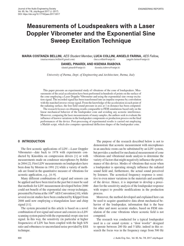 Measurements of Loudspeakers With An SLDV | PDF | Loudspeaker | Decibel