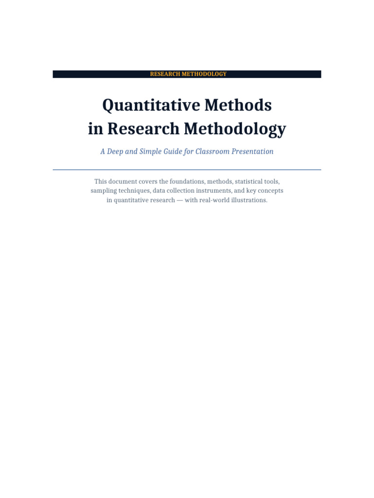 Quantitative Methods Research Methodology | PDF | Statistics | Methodology