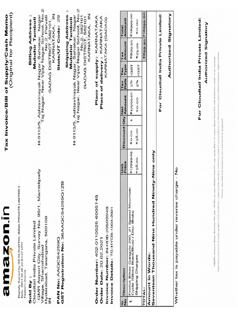 Amazon Invoice A4 Converted | PDF