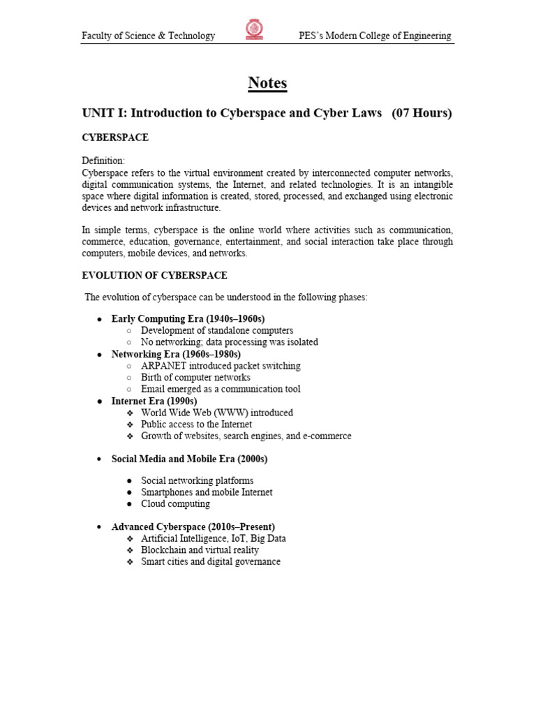IT&CL Unit I-Notes | PDF | Cybercrime | Computer Security