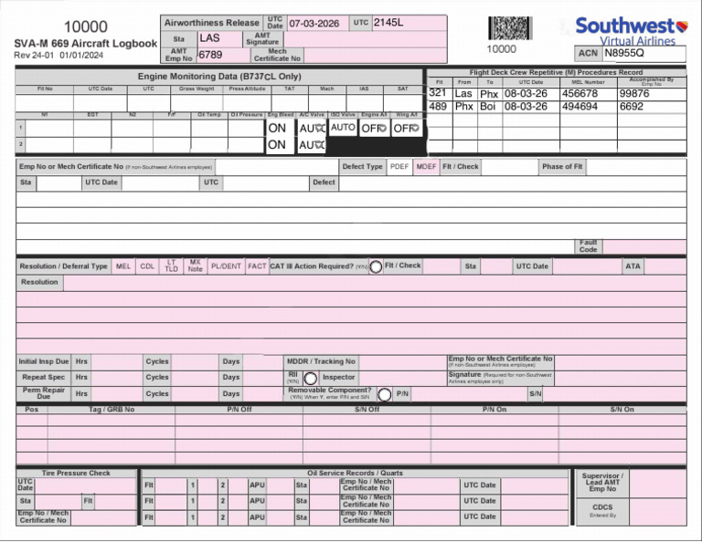 Sva-m 669 Aircraft Logbook Template | PDF | Aviation | Aircraft