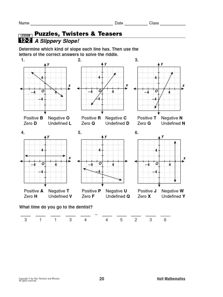 Math-Connections-Slope-Puzzle | PDF | Slope | Mathematics