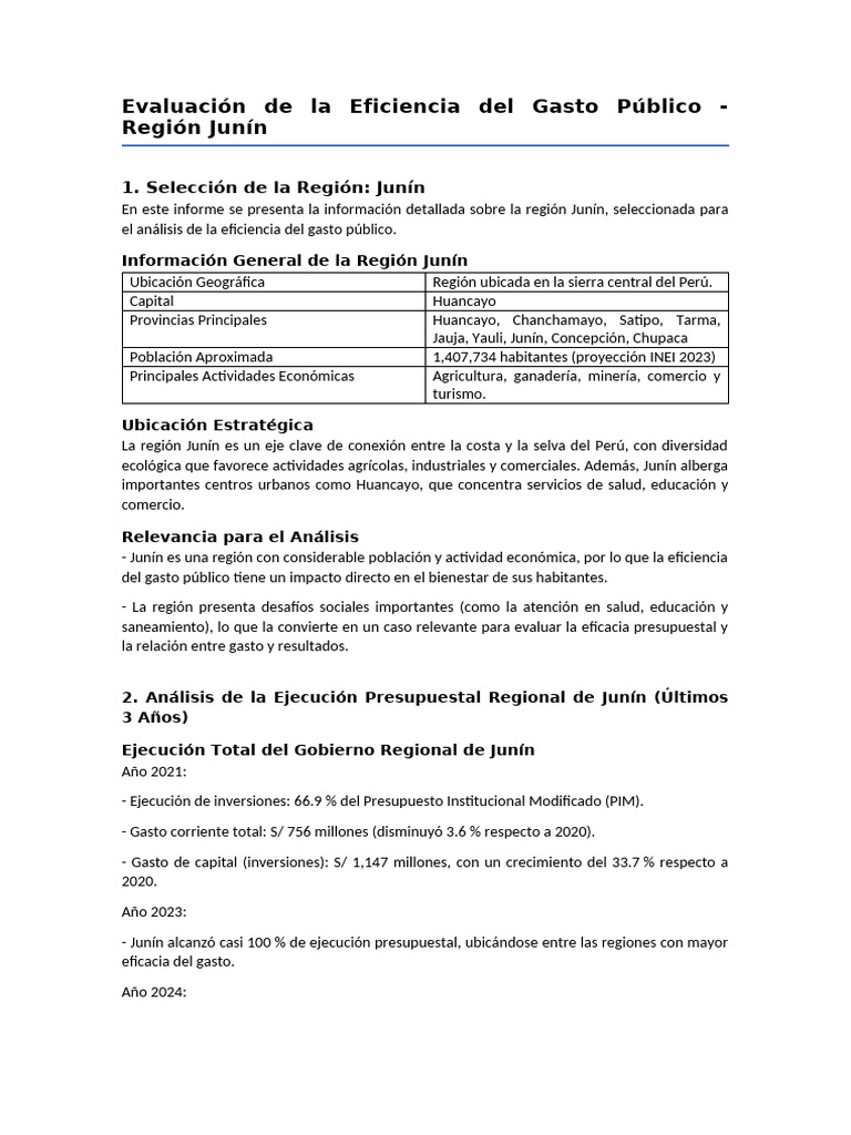 Evaluación de la Eficiencia del Gasto Público | PDF | Presupuesto ...