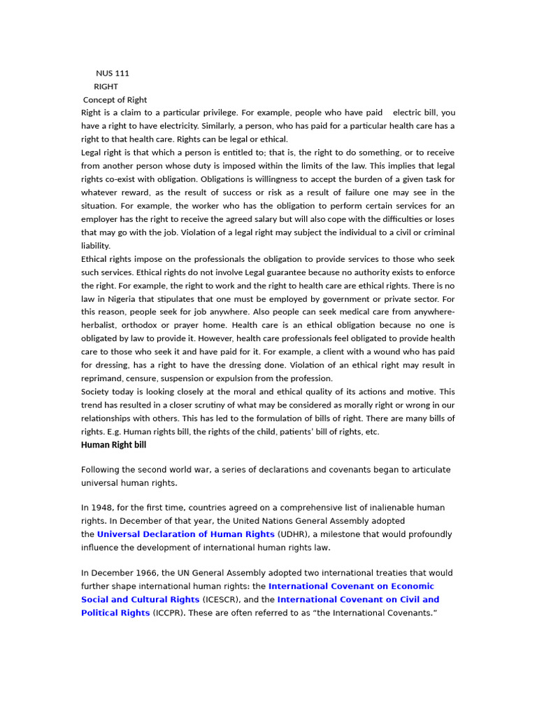 Human Rights and Patients Bill of Right | PDF | Human Rights | Rights