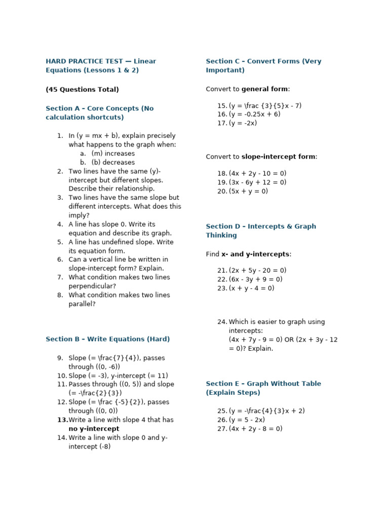 unit5, linear equations and graphs less1,2 test | PDF | Slope