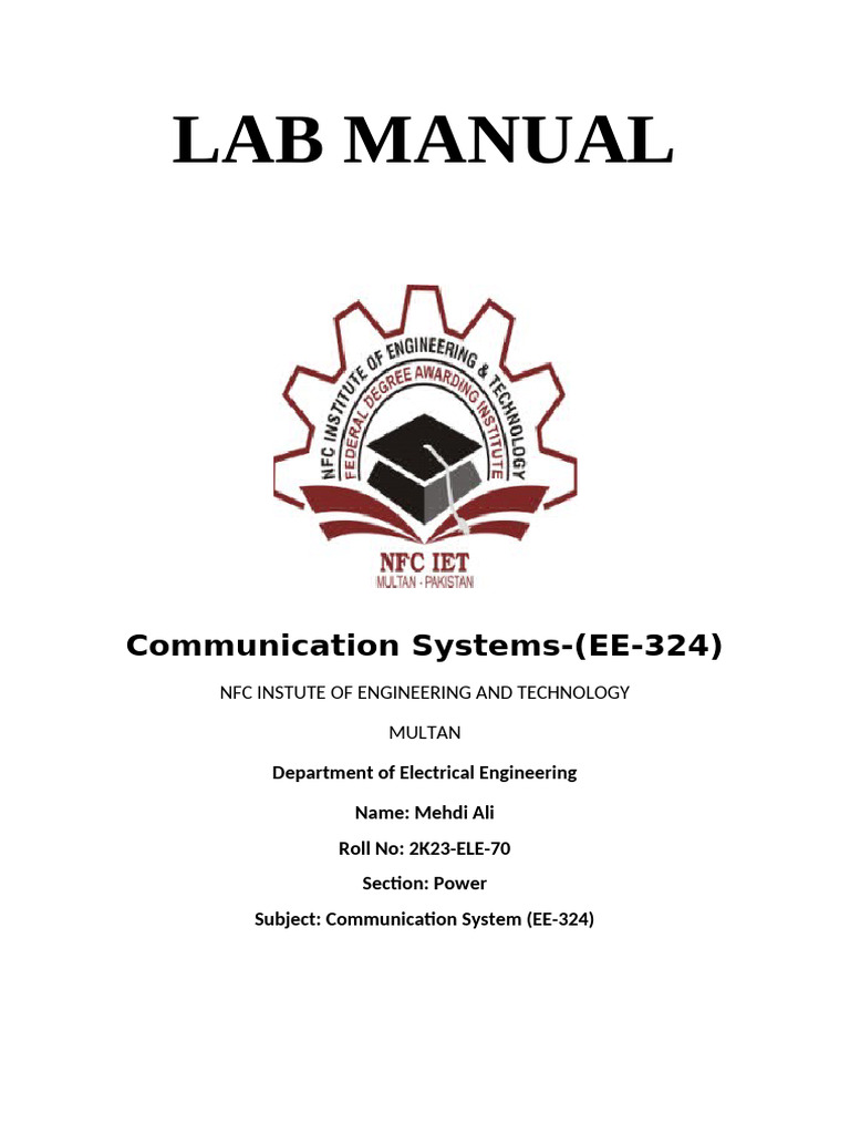 NEW 2022 communication lab manua mehdi | PDF | Frequency Modulation ...