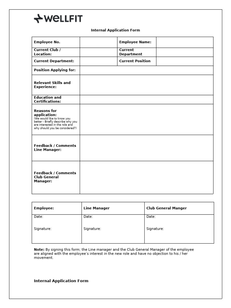 Internal Application Form | PDF