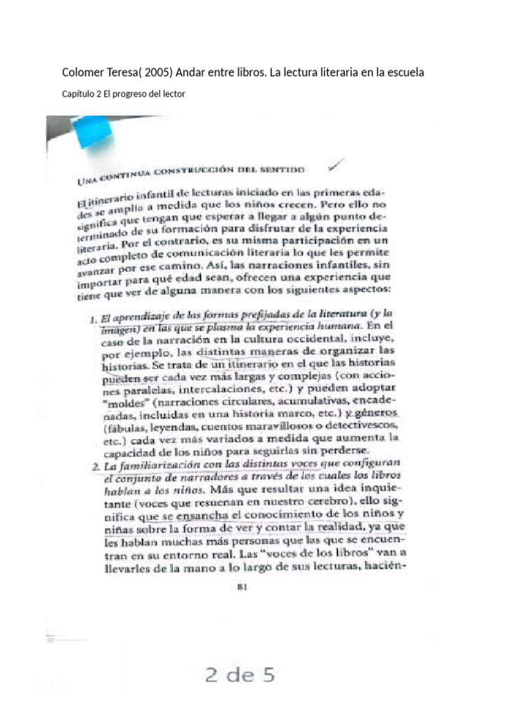 Colomer Teresa La Construccion de Sentido | PDF