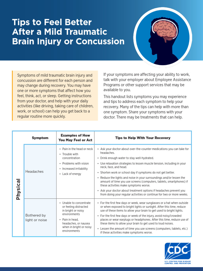 Brain Injury Recovery, Concussions Information | PDF | Concussion ...