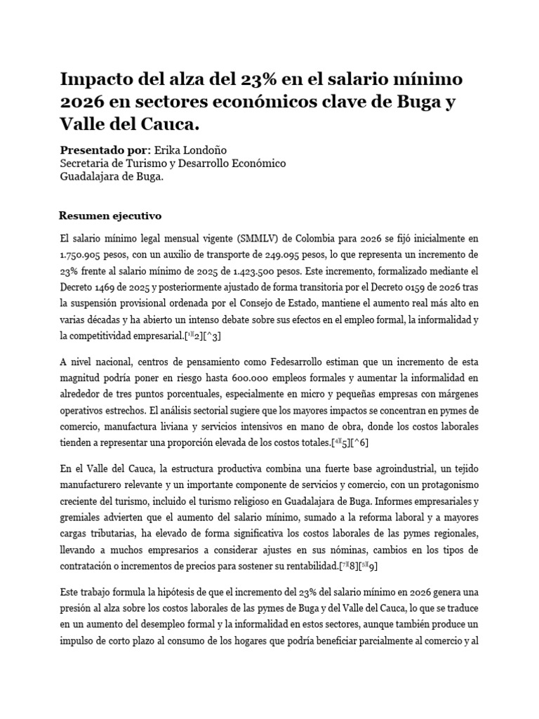 Impacto Del Alza en El Salario Mínimo 2026 en Sectores Económicos Clave ...