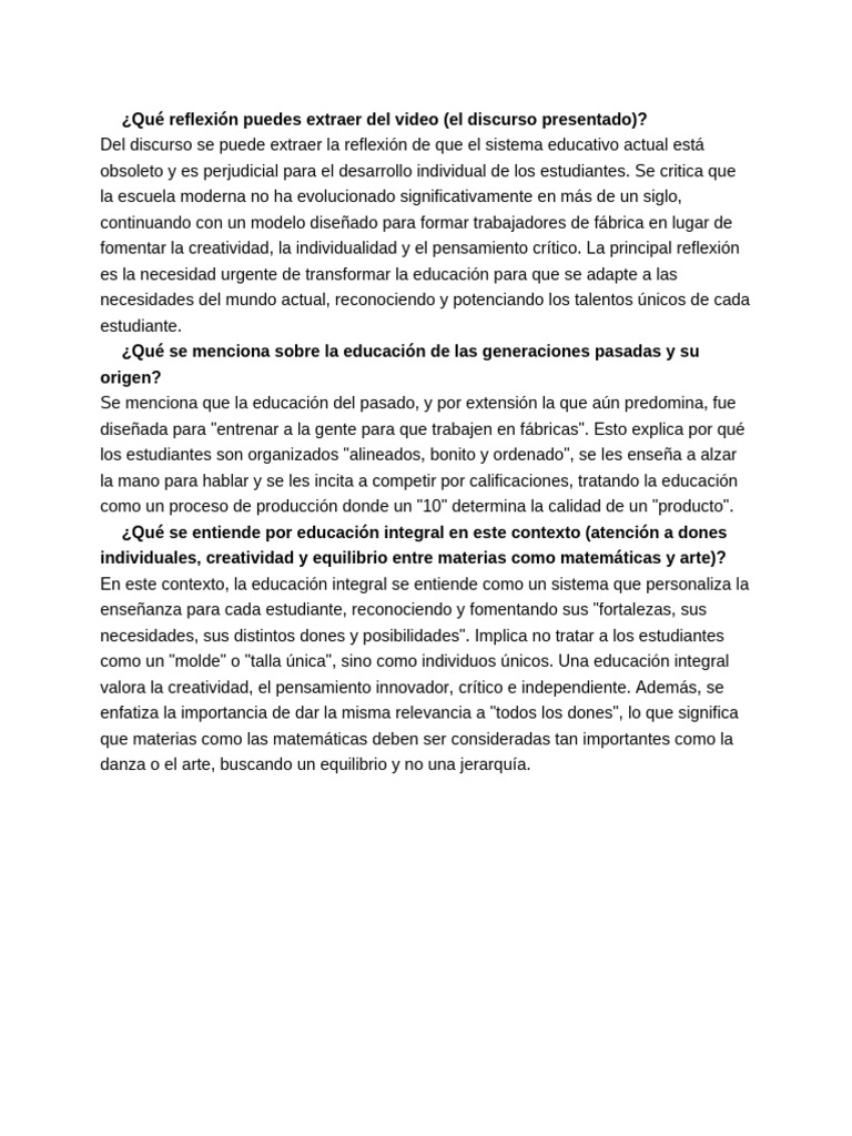 Qué Reflexión Puedes Extraer Del Video | PDF
