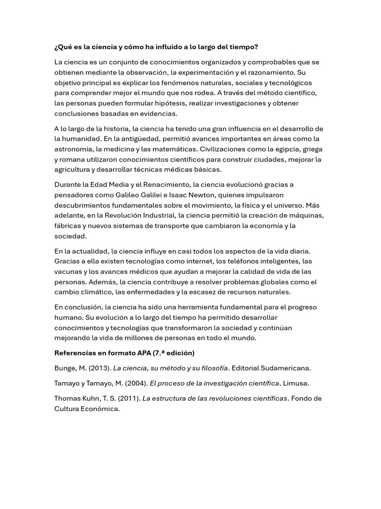 Qué Es La Ciencia y Cómo Ha Influido A Lo Largo Del Tiempo | PDF
