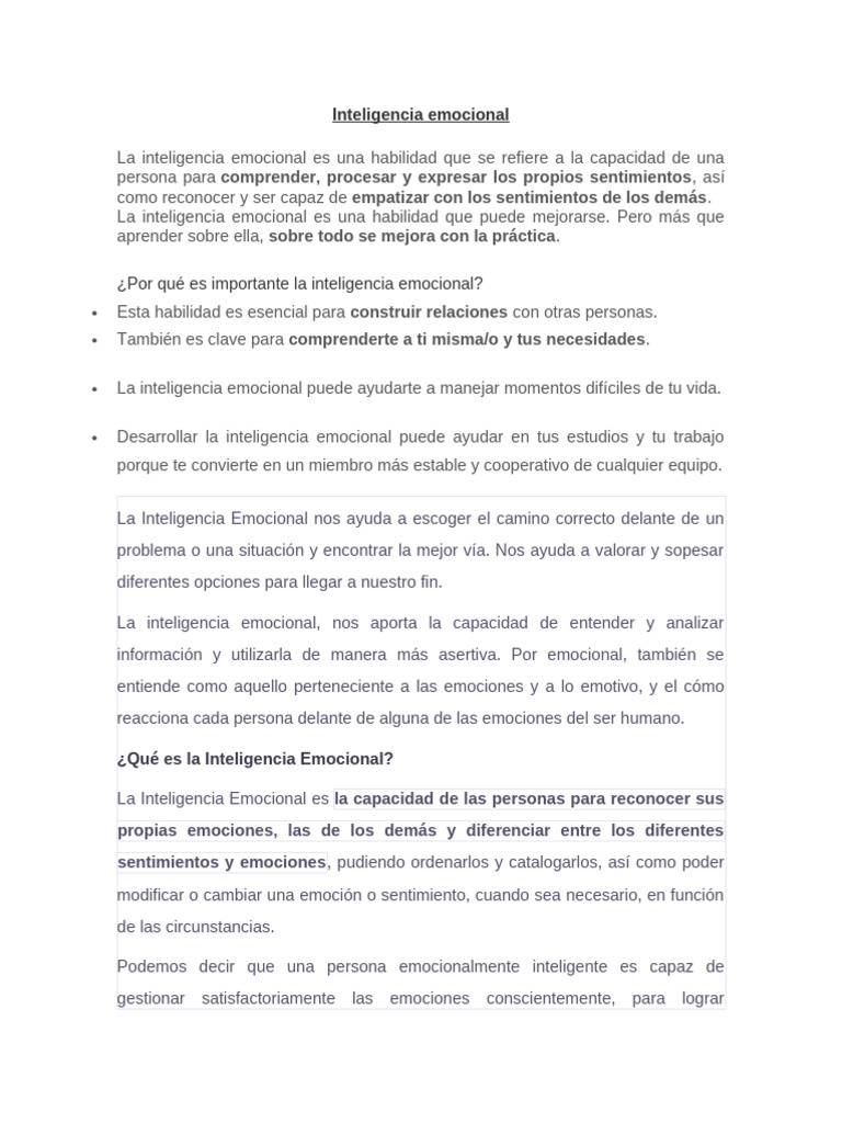 Inteligencia Emocional | PDF | Inteligencia emocional | Las emociones