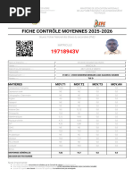 Fiche de Contrôle des Moyennes 2024-2025 | PDF