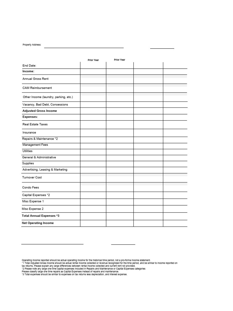 Unbranded BLANK Property Operating Statement | PDF