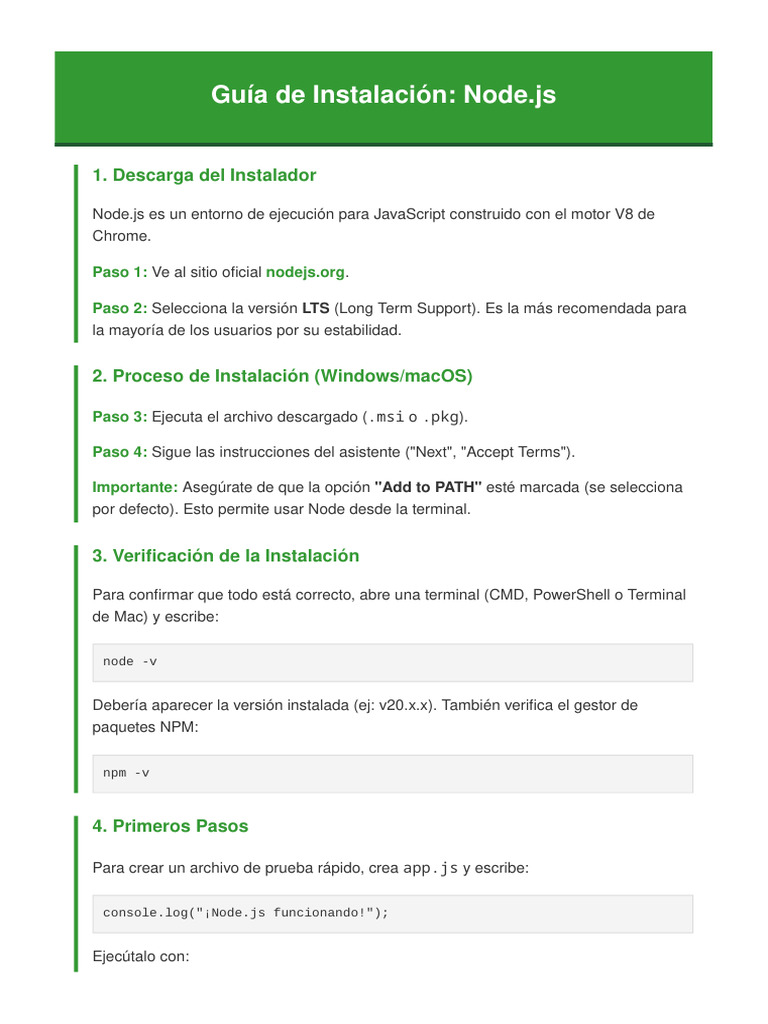 Guia Instalacion NodeJS | PDF