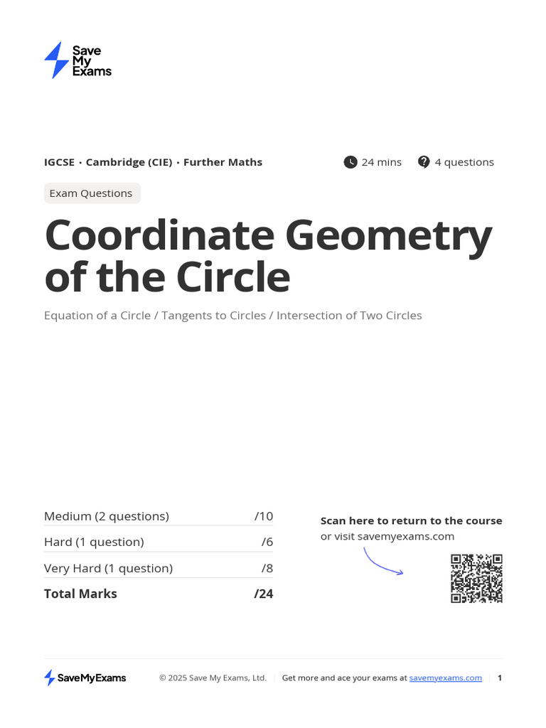 Coordinate Geometry of the Circle Q. | PDF | Circle | Analytic Geometry