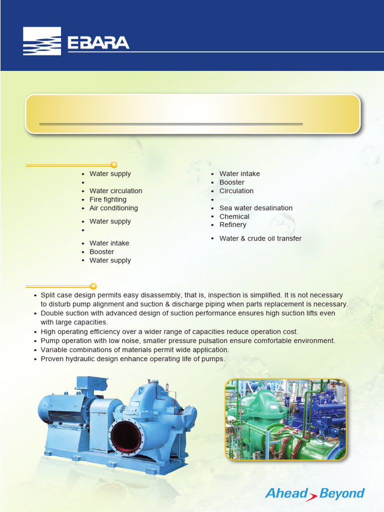 Ebara Catalogue - Horizontal Split Casing Pump | PDF | Pump | Chemical ...