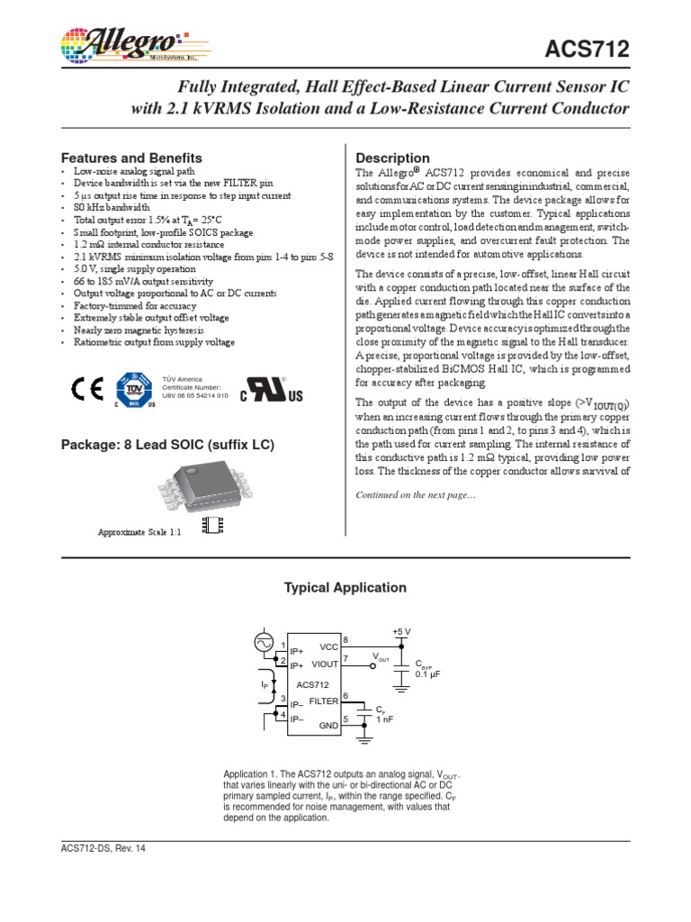 ACS712-Datasheet | Electronic Filter | Amplifier
