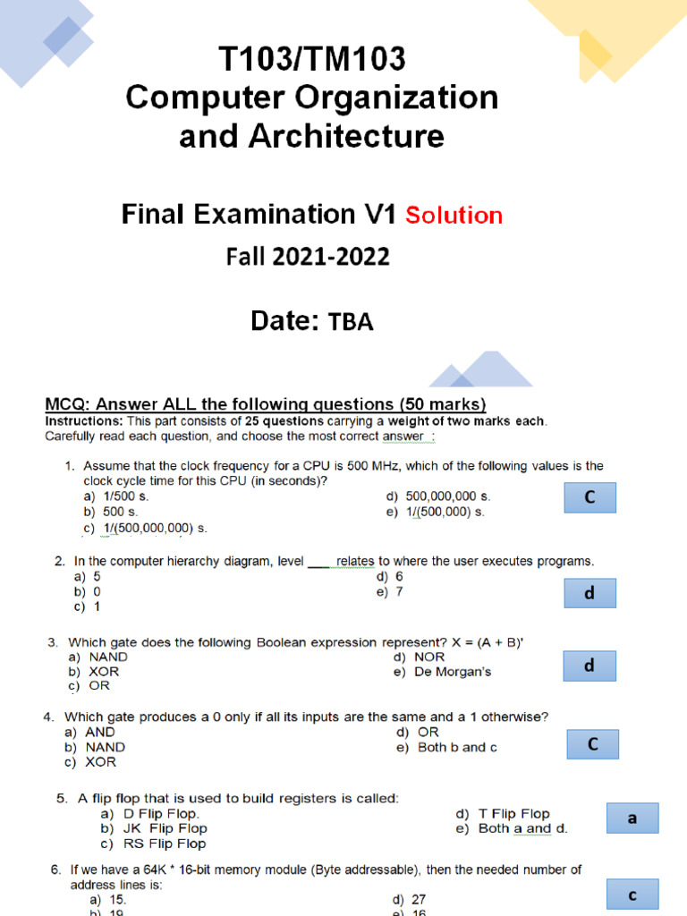 Final Examination V1 Solution | PDF