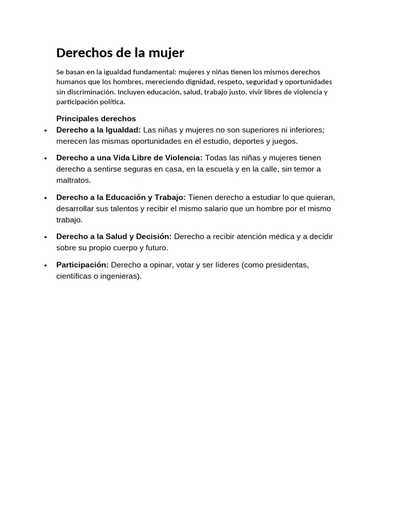 Derechos de La Mujer | PDF | Liderazgo | Discriminación y relaciones ...