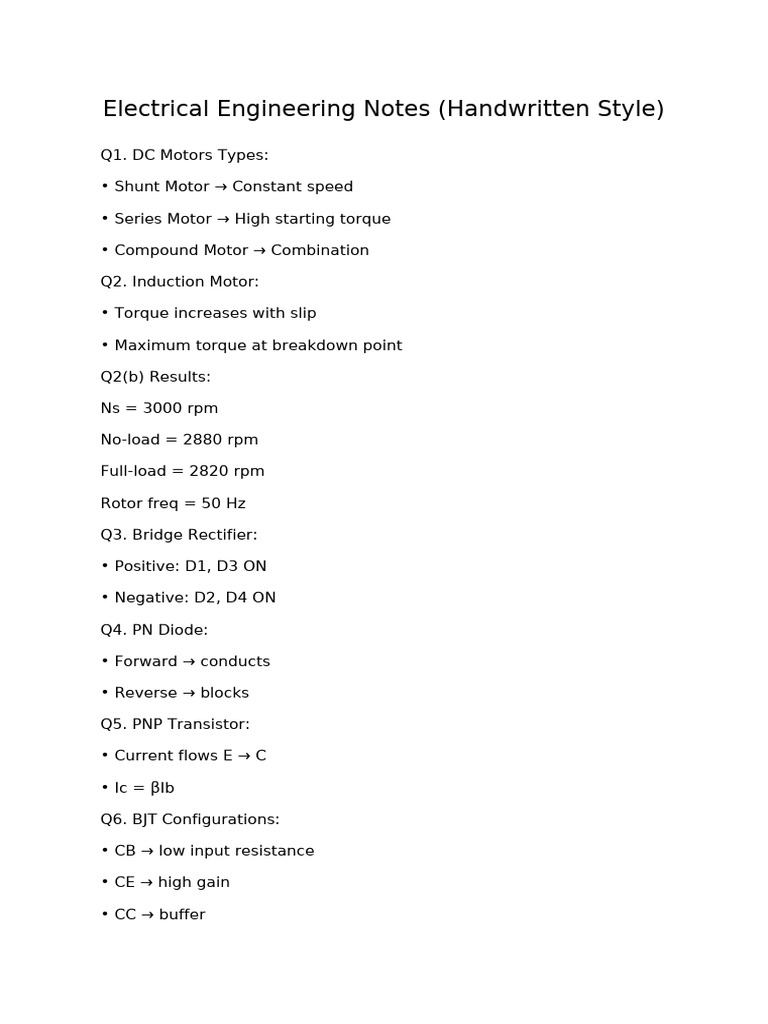 Handwritten EE Notes-1 | PDF