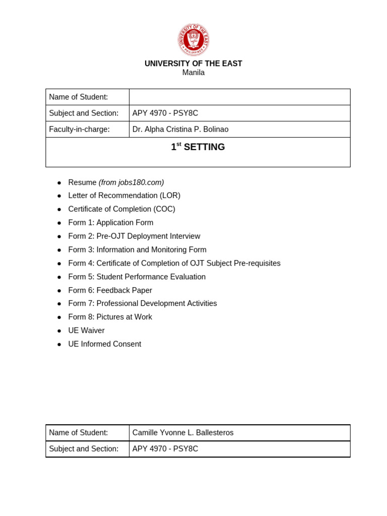 Copy of OJT FORMS CHECKLIST Sample Checcklist Print 5 2026_320fa492 ...