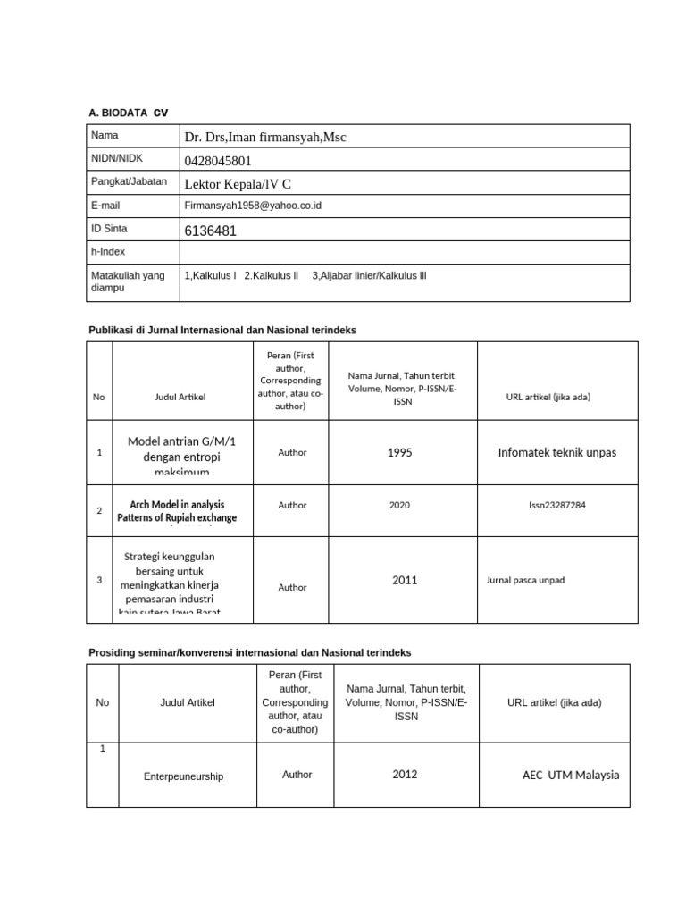 Biodata Cv | PDF