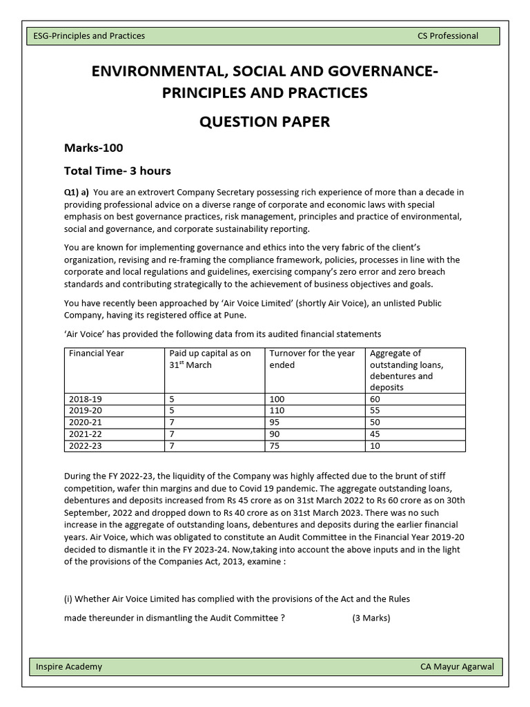 Question Paper ESG Final Dec 25 | PDF | Waste | Waste Management