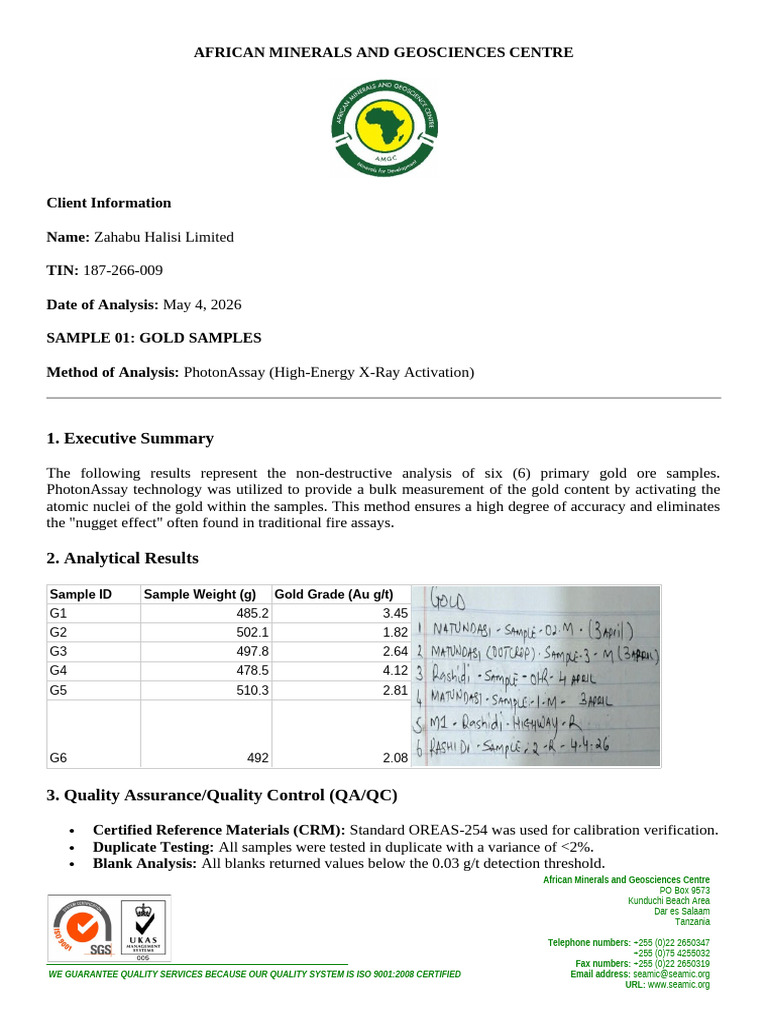 GOLD SAMPLE | PDF | Quality Assurance | Analysis