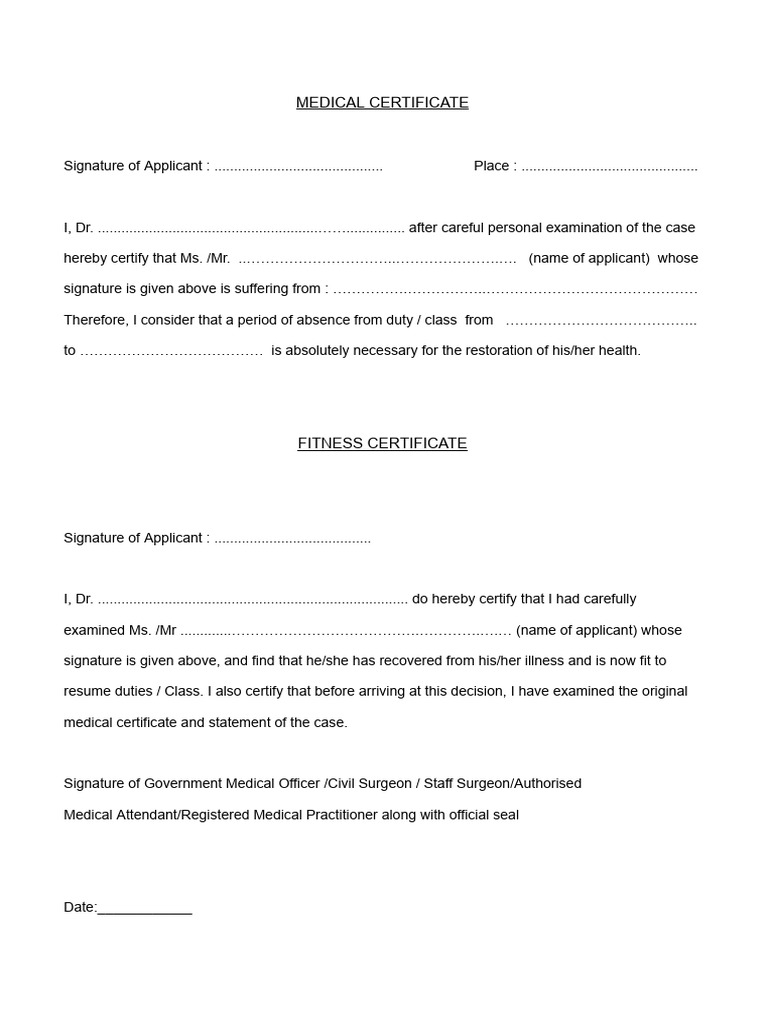 Medical + Fitness Work + Class | PDF