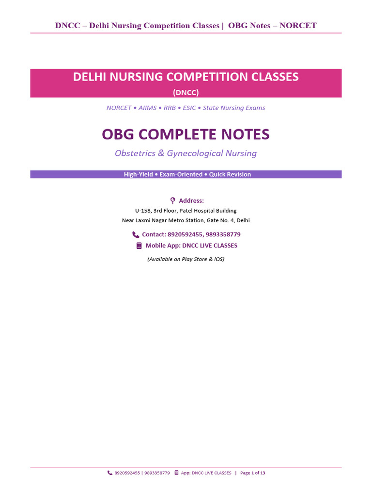 Obg Complete Notes Norcet (Nhf) | PDF | Menstrual Cycle | Gynaecology