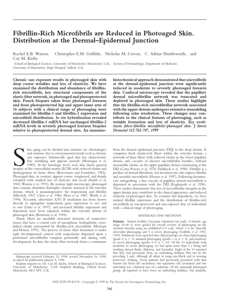 Fibrillin-rich microfibrils are reduced in photoaged skin | PDF | Skin ...