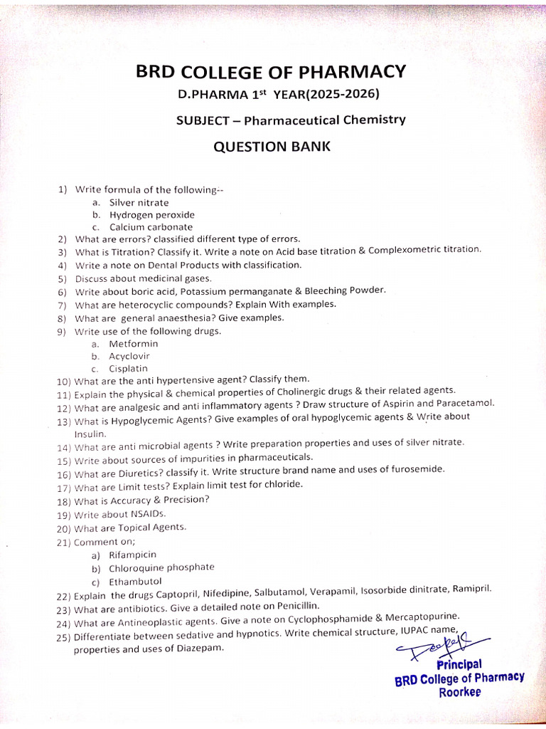 D Pharm 1st Year Question Bank All Subjects | PDF