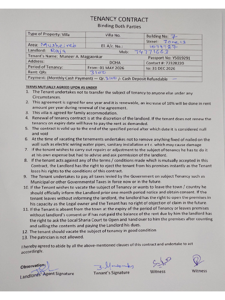 Tenancy Contract | PDF